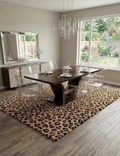 Share Hand-Tufted Leopard Print Wool Rug Beige Brown Safari Area Rug. picture