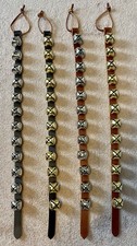 SLEIGH BELLS LEATHER Christmas Hanging Leather Brown 12 Bell  Strap Jingle picture