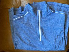 johnnie-O Men’s Blue 1/4 Zip Mock Neck Pullover Long Sleeve work casual M picture