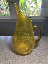 Blenko Glass 939 Pitcher in Rare Amber Color Crackle Winslow Anderson Design picture