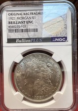 1921 P Morgan Dollar. NGC Brilliant UNC With Bag Fragment. Pretty Coin picture