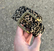 Vintage Style Cheetah Leopard Print Fur Belt American Western Boho Black and Tan picture