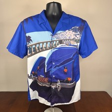 Brandmakers Group Cote Azur Highway Button Down Shirt Blue Men's Medium Nwt picture