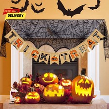 Halloween Banner Happy Trick or Treat Hanging Burlap Banner for Fireplace,  picture