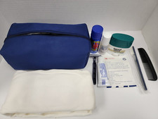 Vintage Northwest Airlines NWA First Class Amenity Kit Toiletry Bag w/ Contents picture
