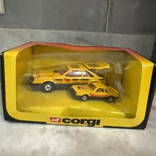 1981 Corgi Ford Mustang Yellow 2 Car Race Set Rare New Fast Ship picture