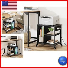 Festisoul Mobile Printer Stand Power Outlets & USB Ports, 4 Tier Rolling Cart picture