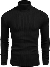Mens Turtleneck Long Sleeve Knitted Shirt SlimFit Ribbed Turtle Neck Men Sweater picture