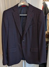 LNWOT Current Isaia Napoli Burgundy Check Flannel Wool Sport Coat EU52R (US42R) picture