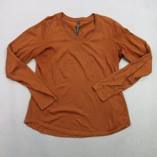 KÜHL Women's XS Rust Organic Cotton Long Sleeve Scoop Neck T-Shirt Top picture