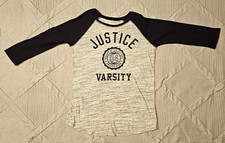 Justice Girls Varsity Raglan Long Sleeve Crew Neck Graphic Logo Tee Size 12 picture