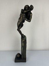 Rare Genesis Fine Arts Ireland Adam & Eve Cold Cast Bronze Sculpture 21” Apple picture