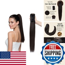 MY-LADY Extension Human Hair Claw Clip In Hair Extension Straight Pony Tail picture