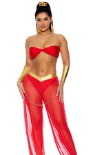 Sexy Forplay Royal Service Princess Jasmine Genie Slave Red 7pc Costume 554831 picture