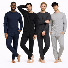 Men’s Waffle Knit Thermal Long Johns Set Top Bottom Base Layer Nightwear picture