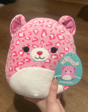 Squishmallows 8” Inch Antonella The Pink Leopard Cheetah Glitter Ears With Tags picture
