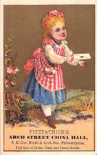 1890's Victorian Trade Card, Fitzpatrick's China Hall, Glass &  Fancy Goods picture