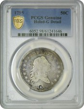 1795 Flowing Hair Half Dollar 50¢ PCGS Genuine Good Detail Holed TrueView picture