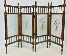 Vintage Chinese Four-Panel Divider Screen Floral Designs 33'' x 22 1/4'' picture