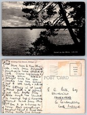 Vintage Oscoda, Michigan Sunset on the Water Postcard 1949 Curteich picture