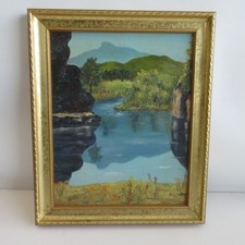 Vermont Camel's Hump Winooski River painting Barre VT Lesley Bell 1962 picture