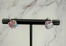 JTV Bella Luce Aurora Borealis Collection 925 Sterling Silver Solitaire Earrings picture
