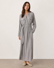 Nordstrom Gray Long Sleeve Belted Maxi Dress Size L picture