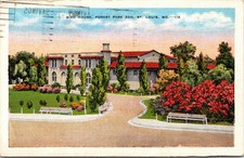 St. Louis Missouri Forest Park Zoo Bird House Vintage Postcard c.1930s Flowers picture