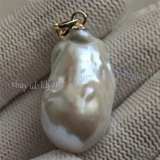 Huge 15-25mm Real Natural White South Sea Keshi Baroque Pearl Pendant 14K Gold picture