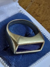 Vintage Modernist 18k Gold Lapis Ringsz 7 picture