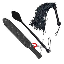 BDSM Role Play Set Cow Leather Flogger- Leather Paddle - BDSM Whip Crop For Sex picture