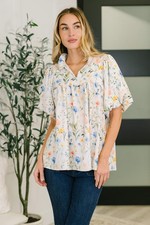 In All This Time Notch Neck Floral Blouse picture