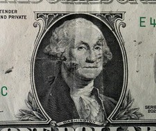 1046-Fancy Error-2021 $1 Bill-Face Portrait Wet Ink Transfer-Choice VF picture