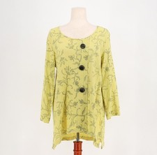 ALI MILES Yellow Wearable Art to Wear Abstract Pullover Tunic Top Size M picture
