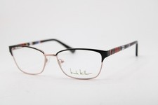 NEW NICOLE MILLER EVERGREEN C01 BLACK GOLD GREY RED AUTHENTIC EYEGLASSES 53-16 picture