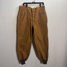 VINTAGE L.L. BEAN HUNTING PANTS BROWN WAX ELASTIC CUFFS 70s 80s BROWN CANVAS picture