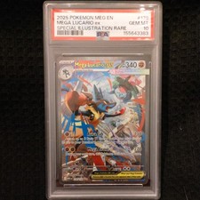 ✨✨2025 POKEMON MEG EN-MEGA EVOLUTION #179 MEGA LUCARIO EX PSA 10 picture