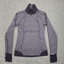 Lululemon Half Zip Pullover Womens 4 Gray Black Running Top Thumbholes Athletic picture
