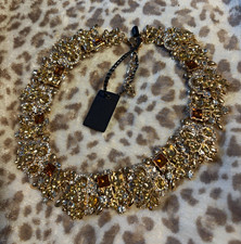 Jerollin Gold Tone Statement Collar Necklace Clear Round Rhinestones Adjustable picture