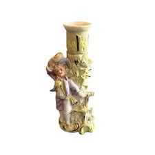 Signed & Numbered Vintage Porcelain Figurine Vase With Boy In Period Costume picture