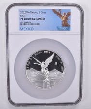2022 Mo Mexico Silver 5 Onza PF70 UCAM NGC Mexico Label picture