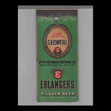 Matchbook Cover - Stripped Feature Erlanger's Pilsner Beer Philadelphia, PA picture