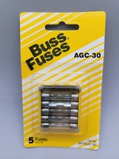 5 Pack Cooper Bussmann Buss 30 amps AGC-30 Automotive Fuse Glass Tube BP/AGC-30 picture