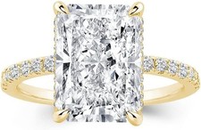 Effinny 3.5CT Radiant Cut Engagement Ring 925 Silver 14K Gold Plated Size 5 picture