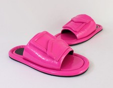 Tibi Women's Beryen Naplack Pink Crinkle Patent Leather Sandal Flat Shoe 37 7 picture