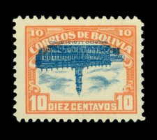 BOLIVIA 1916  Bolivian Parliament  10c  INVERTED CENTER  Scott # 116c mint MH picture