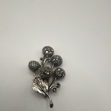 Vintage Tammey Jewels Rhinestone Flower Bouquet Brooch Silver Tone Signed picture