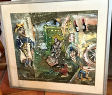 Seattle Artist James Martin Mood Of The Gargoyle & Sausage Machine Painting ‘90 picture