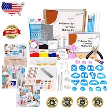 Pro Clay Earring Making Kit: 123pc, 5 Colors, Silk Screen, Beginner Friendly,... picture