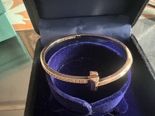 NewTllfanyCoT1Narrow Diamond Hinged Bangle in Rose Gold. Size M picture